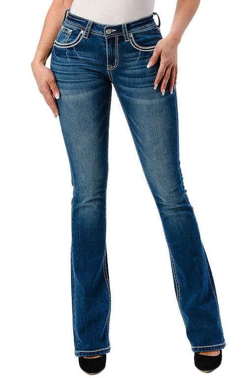 Grace in LA Americana Wing Embellished Mid Rise Bootcut Jeans - Jeffers - Women > Women's Clothing > Women's Jeans, Pants, Shorts