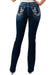 Grace in LA Horseshoe Embellished Mid Rise Bootcut Jeans - Jeffers - Women > Women's Clothing > Women's Jeans, Pants, Shorts