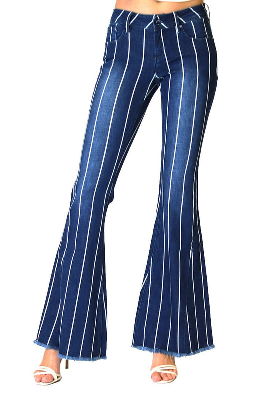 Grace in LA Stripe Flare Jeans - Jeffers - Women > Women's Clothing > Women's Jeans, Pants, Shorts