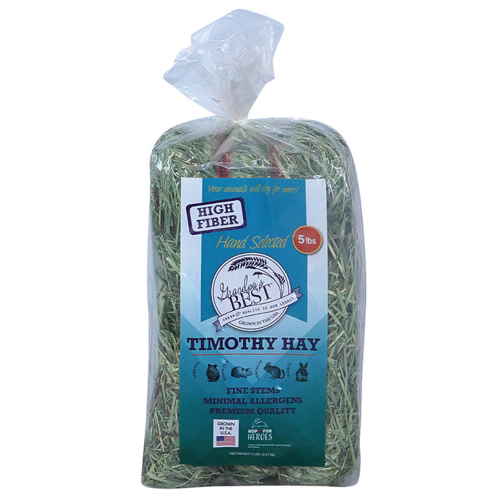 Grandpa’s Best Timothy Hay Loose or Bale – Premium High Fiber Small Pet Hay - 010BEST-06275 - 5 lb - Bale - Timothy - 12