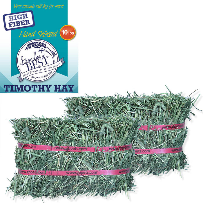 Grandpa’s Best Timothy Hay Loose or Bale – Premium High Fiber Small Pet Hay - 010BEST-06299 - 10 lb - Bale - Timothy - 13