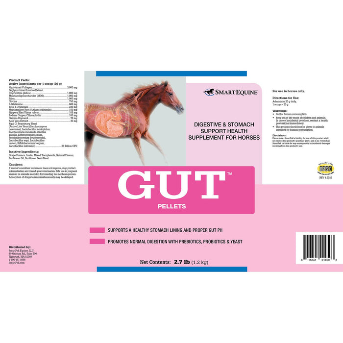 GUT, Digestive & Stomach Support Supplement for Horses, Pellets - SMA7 - 2.7 lb - 2