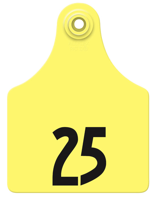 Allflex Global Numbered Ear Tags (Maxi), 25 count - Yellow 76-100 