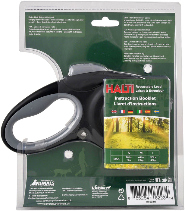 Halti Black & Gray Retractable Lead - Jeffers - Dog Supplies > Dog Apparel > Dog Collars, Harnesses, & Leashes