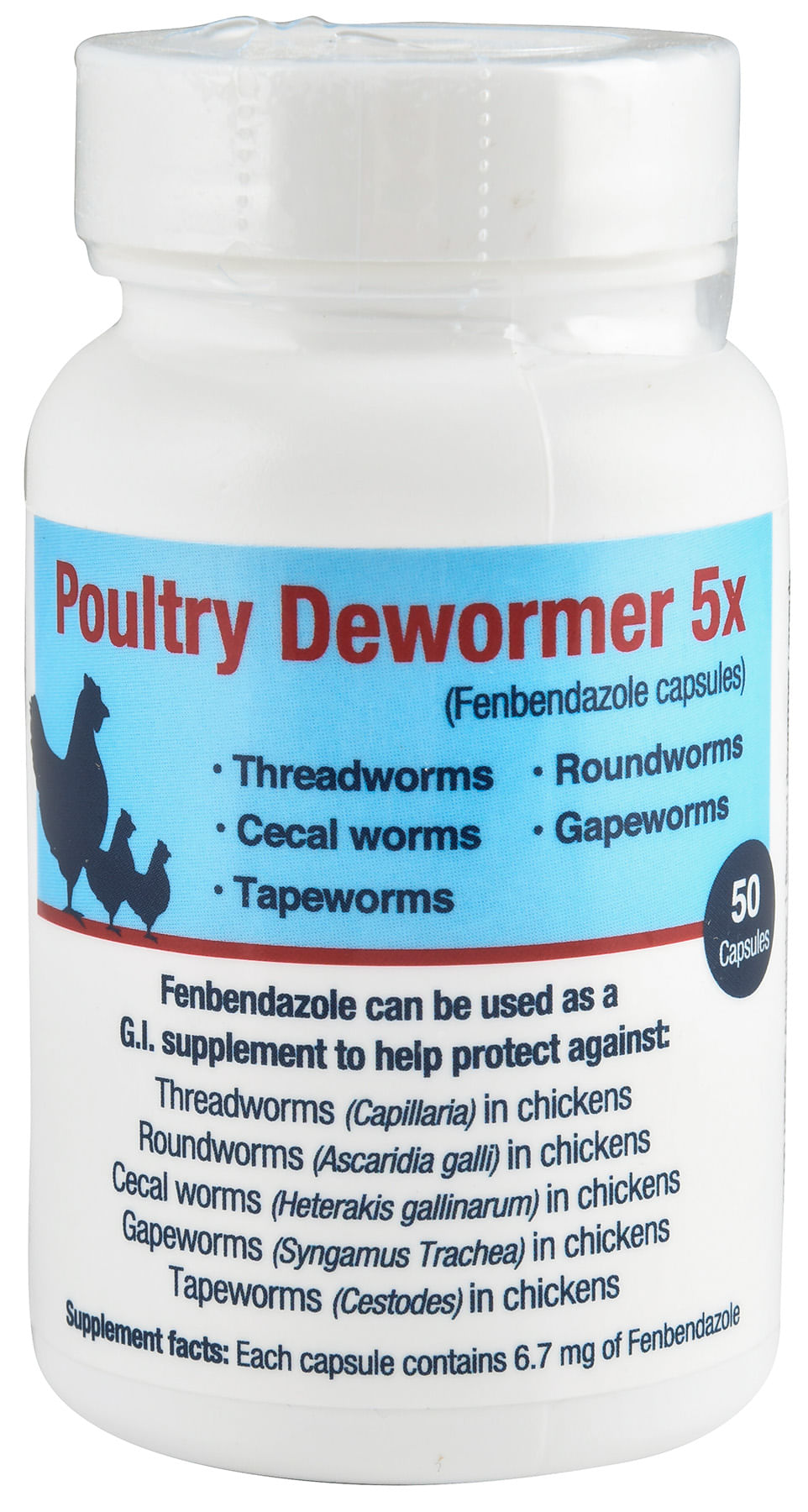 Poultry Dewormer 5x - Poultry Dewormer 5x, 50 Capsules  