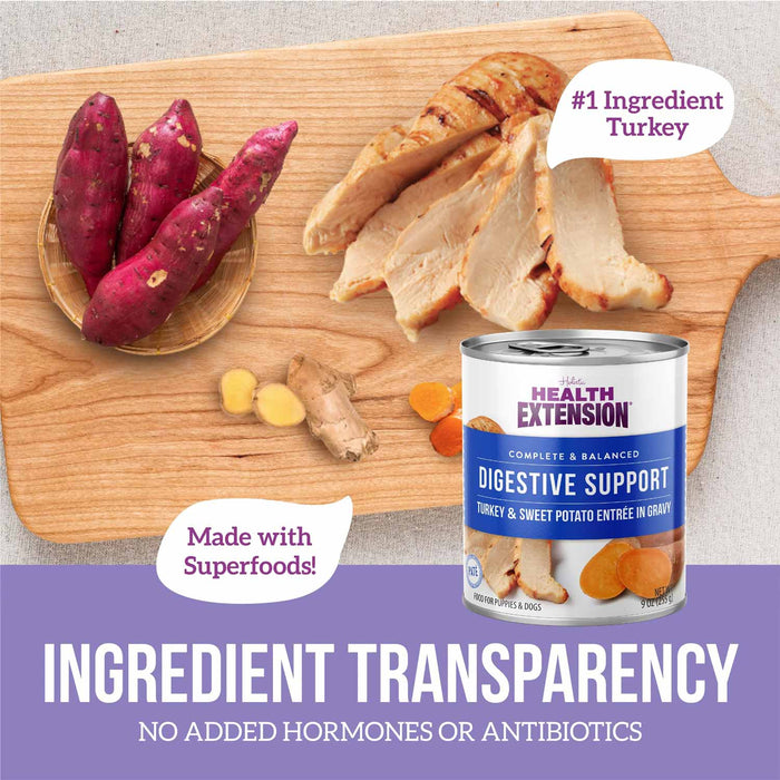 Health Extension Digestive Support Canned Food for Dogs, 9 oz - HE22 - 9 oz - Turkey & Sweet Potato - 1 ct - 16