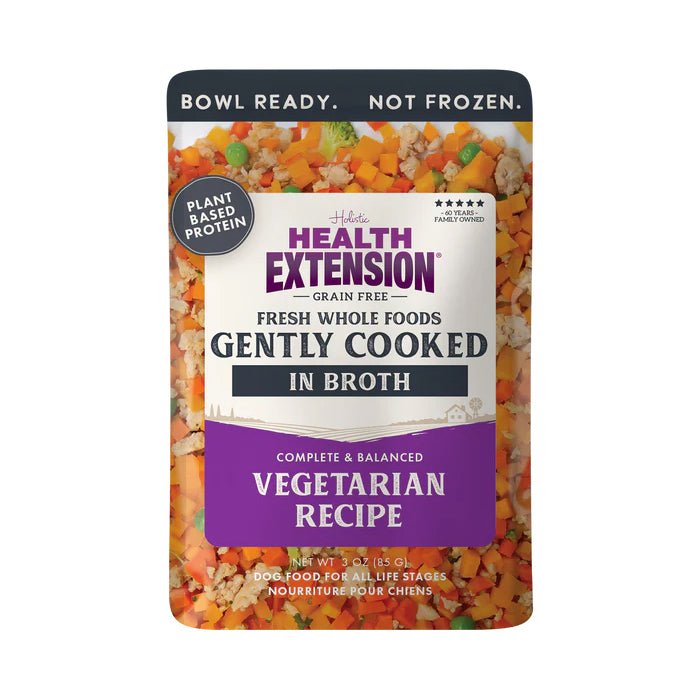 Health Extension Grain - Free Dog Food Pouches - Gently Cooked in Bone Broth - HE2A2 - Vegetarian - 3 oz - 1 Pouch - 19