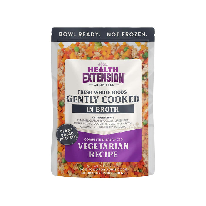 Health Extension Grain - Free Dog Food Pouches - Gently Cooked in Bone Broth - HE2AU - Vegetarian - 9 oz - 1 Pouch - 12