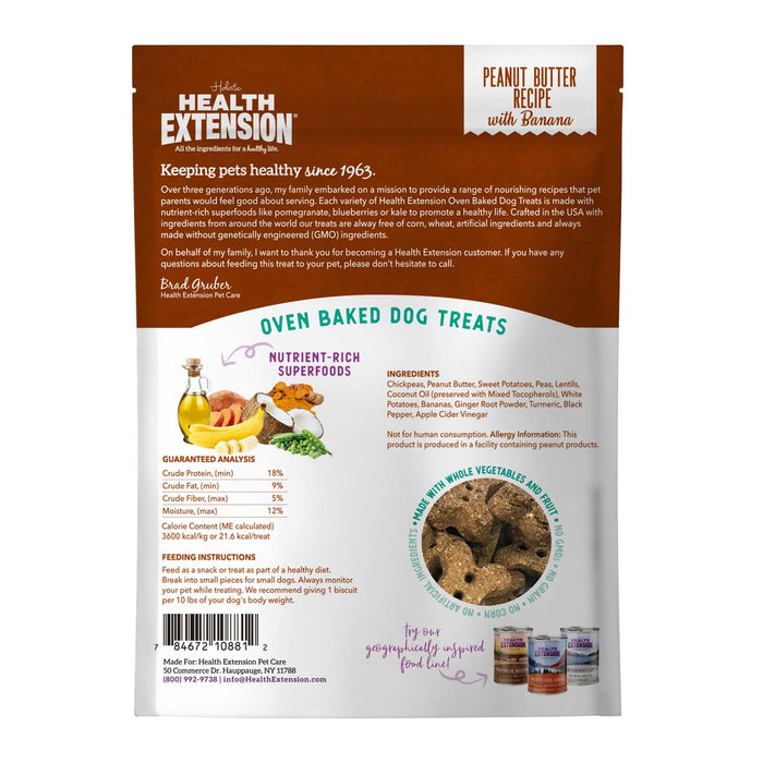 Health Extension Grain - Free Oven Baked Dog Treats, 6 oz - HE2AM - 6 oz - Vegetarian - Peanut Butter & Banana - 13