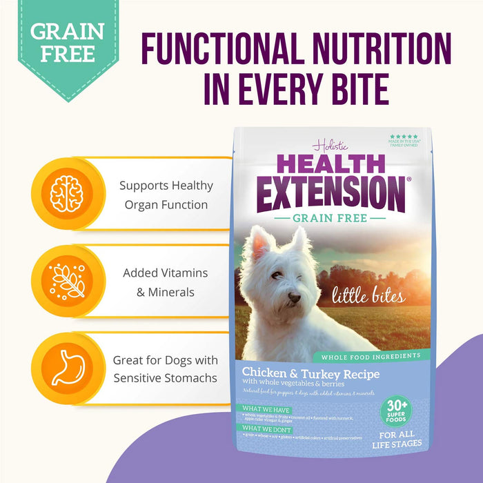 Health Extension Grain - Free Venison Little Bites Small Breed Dry Dog Food - HE2Q - Chicken & Turkey - 3.5 lb - 25