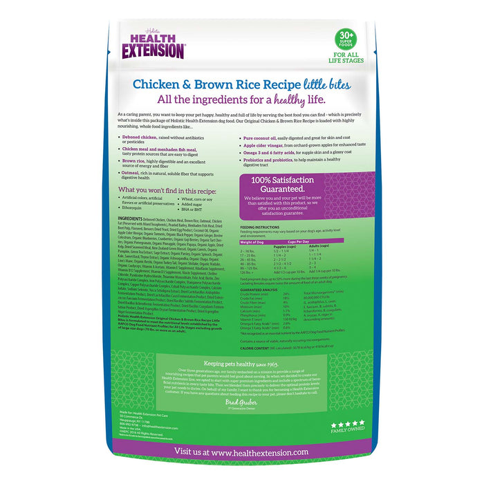 Health Extension Little Bites Chicken & Brown Rice Recipe Small Breed Dry Dog Food - HE2J - 18lb - Chicken & Brown Rice - 14