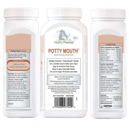 Healthy Promise Potty Mouth Tablets, Coprophagia Stool Eating Deterrent for Dogs, 90 ct - Jeffers - Animal Health & Wellness > Vitamins & Supplements