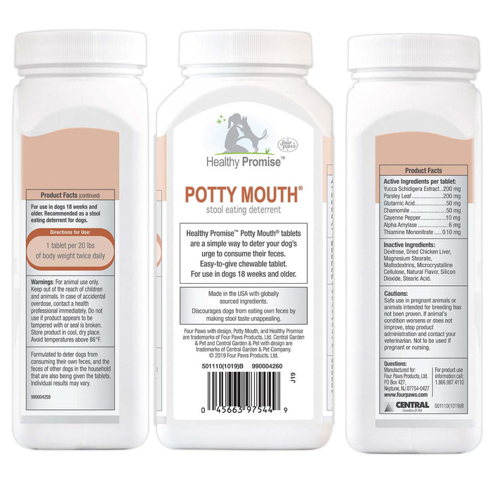 Healthy Promise Potty Mouth Tablets, Coprophagia Stool Eating Deterrent for Dogs, 90 ct - Jeffers - Animal Health & Wellness > Vitamins & Supplements