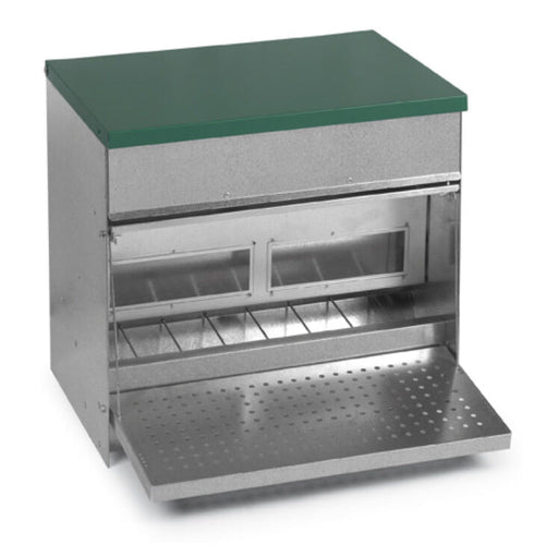 Heavy Duty Covered Treadle Feeder With Lid – 44 lb Capacity for Chickens & Ducks - GAUFG - 16.5"H x 18.5"W x 17.71"L - 1