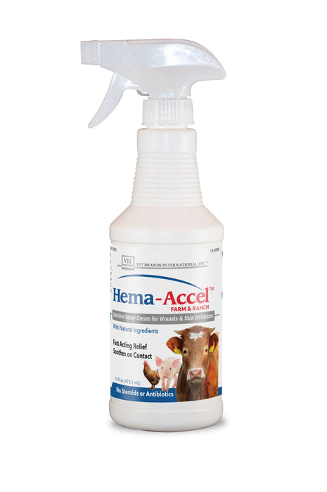Hema - Accel Farm & Ranch All Natural Wound Care Spray, 16 oz - VB1K - 16oz - 1