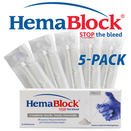 HemaBlock Hemostatic Powder, 0.5 gm Syringe Applicators, 5 pk - VB1E - 0.5 gm Syringe Applicator, 5 pk - 2
