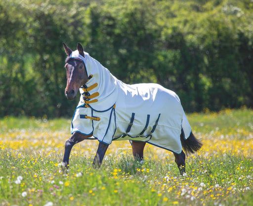 Highlander Plus Sweet - Itch Combo Horse Sheet, 600 Denier - SEP1GQ - 69 in - White/Teal/Mustard - 1