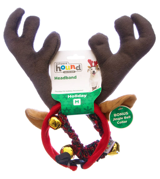 Holiday Antlers & Bell Collar Combo, Large - Jeffers - Dog Supplies > Dog Supplies