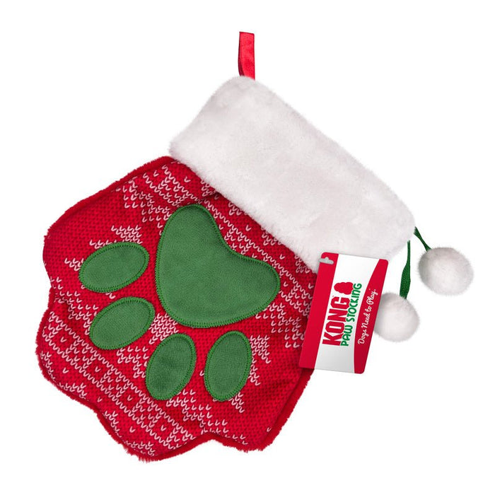 Holiday Paw Stocking Large – Festive Dog Stocking for Treats & Toys, Paw - Shaped, Polyester - K9ABD - Large - Red - 1 ct - 1