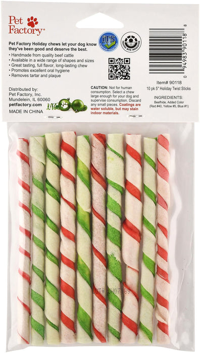 Holiday Twist Sticks, 5'L, 10 - Pack - Jeffers - Dog Supplies > Dog Treats