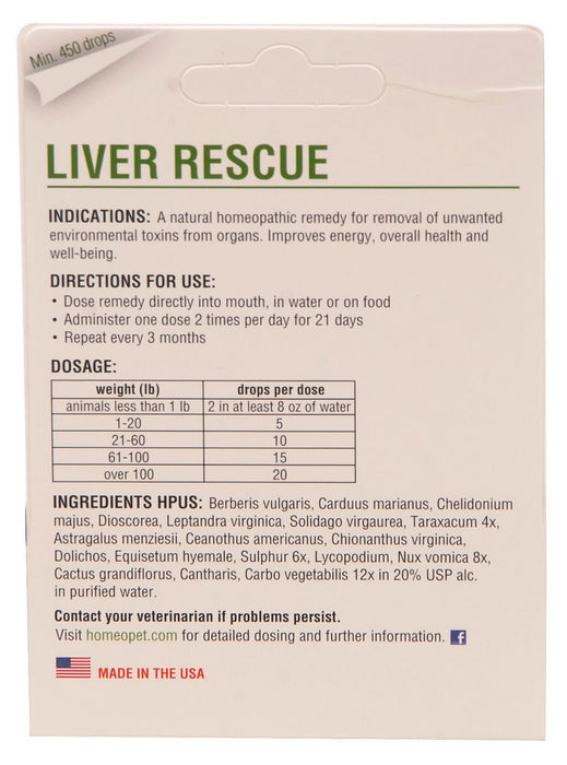 HomeoPet Liver Rescue, 15 mL - Jeffers - Animal Health & Wellness > Skin & Coat Care