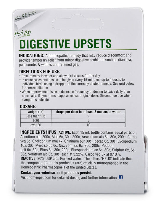 HomeoVet Avian Digestive Upsets - Jeffers - Animal Health & Wellness > Vitamins & Supplements