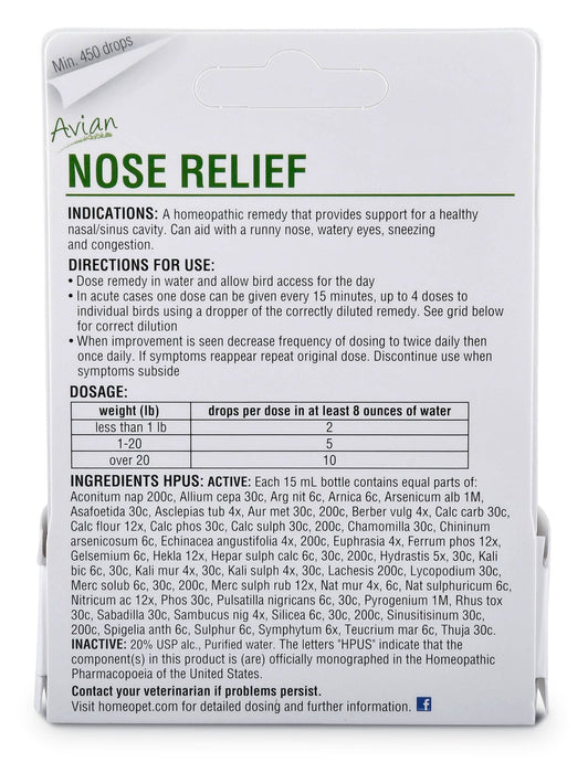 HomeoVet Avian Nose Relief - Jeffers - Animal Health & Wellness > Breathing & Respiratory