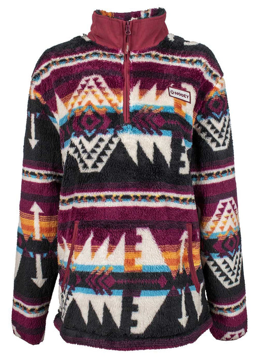 Hooey Black/Burgundy/Aztec Fleece Pullover - Jeffers - Women > Women's Clothing > Women's Jackets & Outerwear