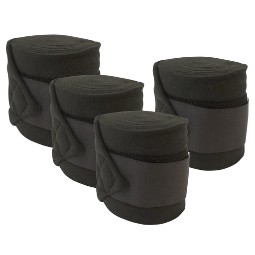 Horse Sense Fleece Polo Wraps - Reusable Set of 4 - NEWB - Black - 4 3/4"W x 9'L - 4 ct - 1