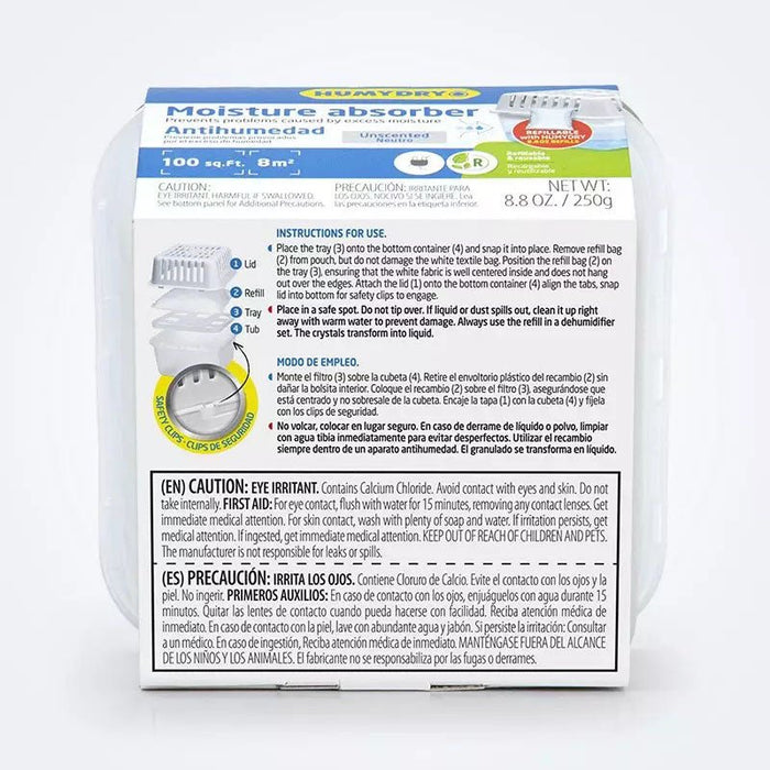 Humydry Compact 8.8 oz Moisture Absorber Device – Refillable Unscented Dehumidifier for Small Rooms - Jeffers - Animal & Pet Supplies > Pet Odor & Stain Removers