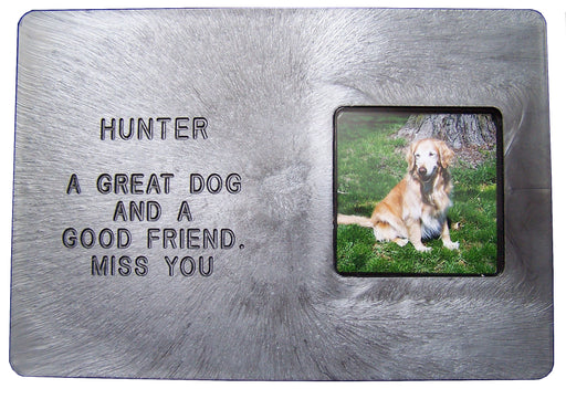 Personalized Engraved Pet Memorial Marker w/ Photo Frame -   