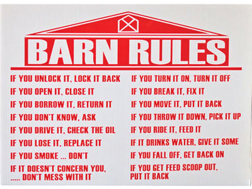 Barn Rules Sign -   