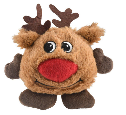 6" Round Plush Christmas Dog Toys with Squeaker - 6" Round Plush Reindeer with Squeaker  