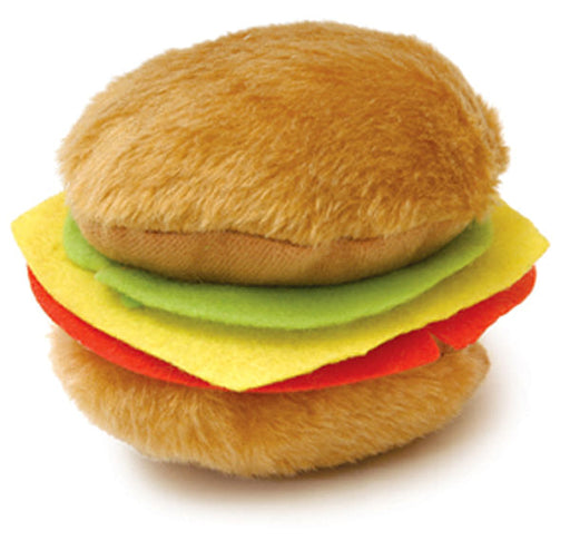 Plush American Cuisine Dog Toys - Hamburger/Hotdog - Plush Hamburger, 4.5"  