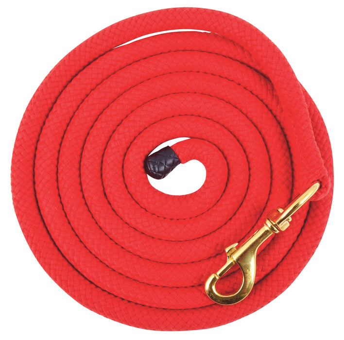 Cotton Lead Rope, 3/4" x 10'L w/ brass bolt snap for Horses - Red  