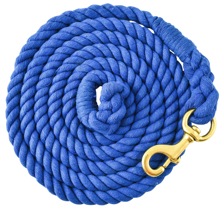 Colorful Cotton Lead Ropes w/Brass Bolt Snap, 10' L - Blue  