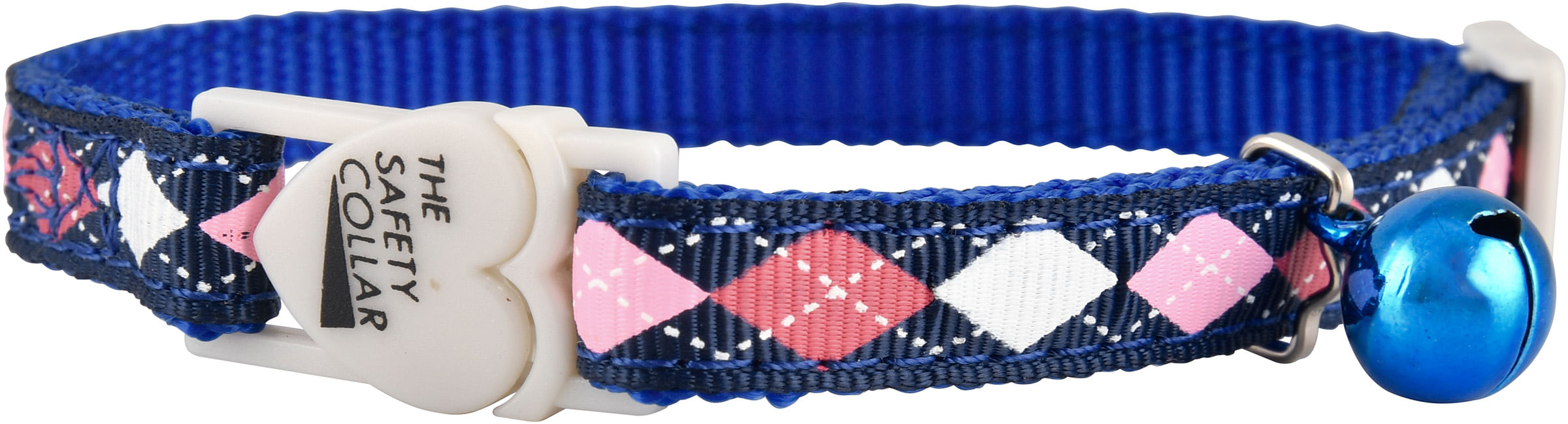 The Cat Safety Collar with Argyle Pattern - Blue  