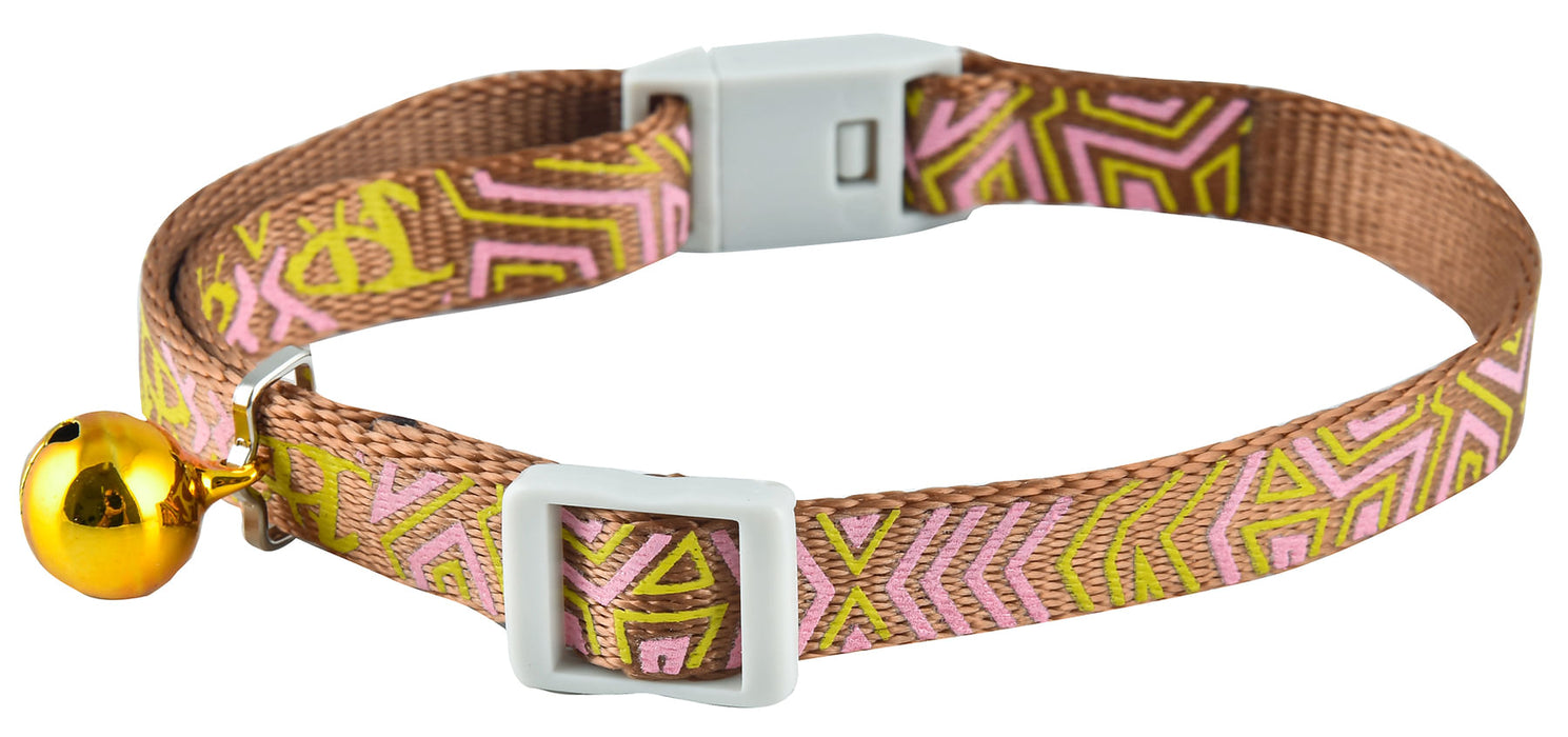 The Cat Safety Collar, Reflective Geometrical Splash - Chocolate  