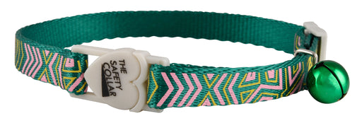 The Cat Safety Collar, Reflective Geometrical Splash - Green  