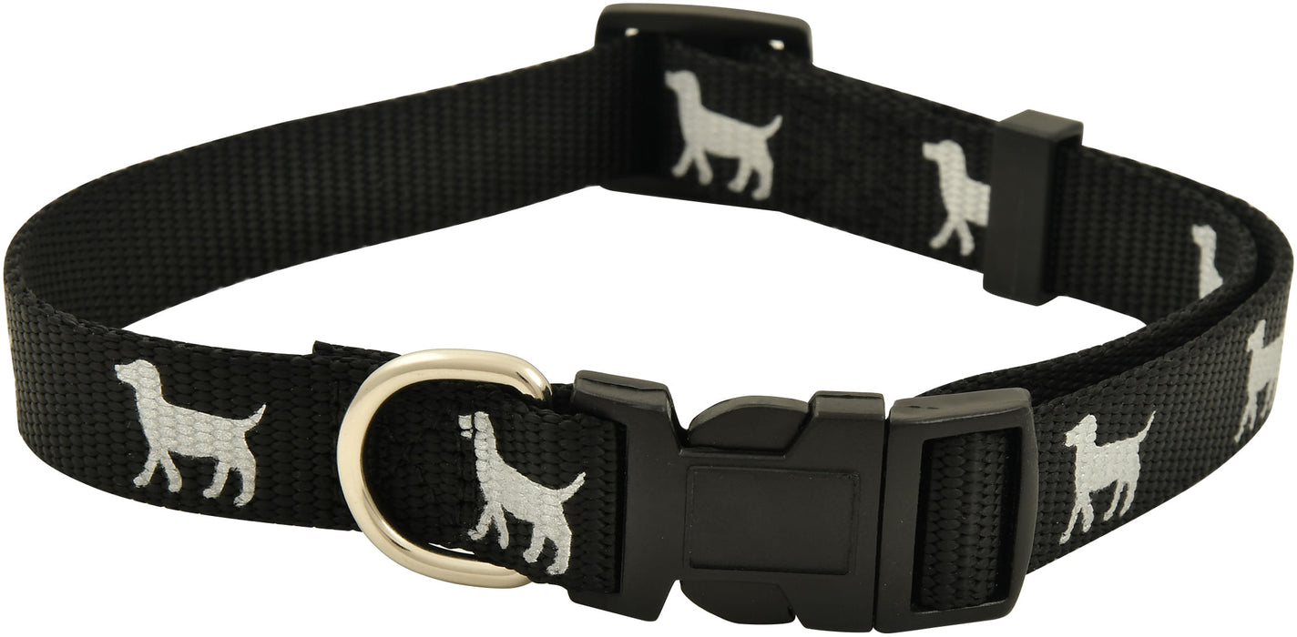 Reflective Hound Series 1" Collars, 16-26" - Black  