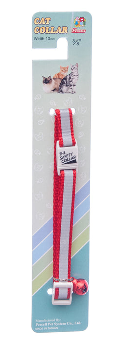 Jeffers Adjustable Reflective Stripe Cat Collars - Red  