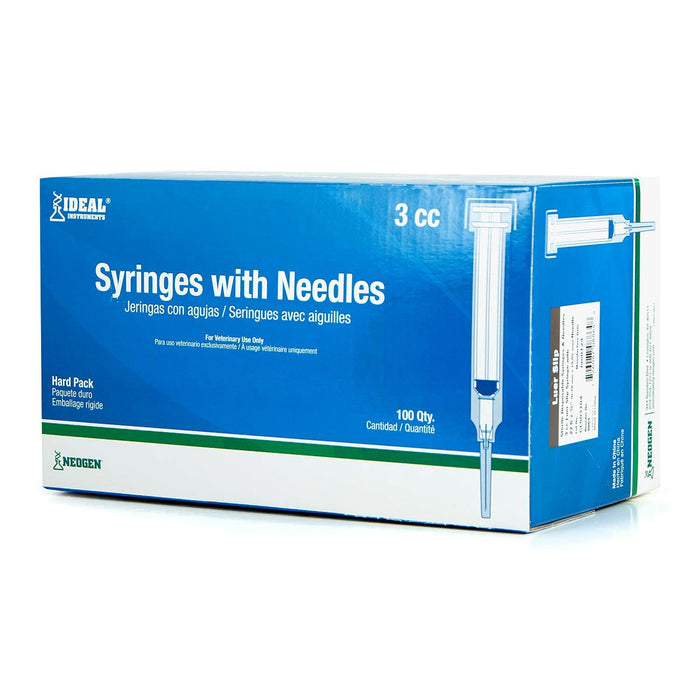 Ideal Luer Slip Syringe/Needle Combo, Box of 100 - CSW3 - 3 mL w/ 22 ga x 3/4" - 12