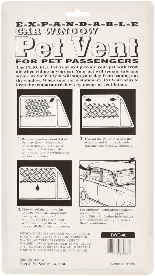 Pet Car Window Vent for Pet Passengers - 24"L Car Window Pet Vent  