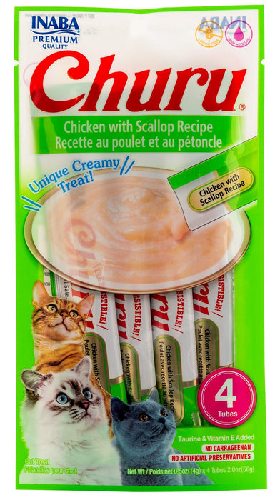 Churu Chicken w/ Scallop Puree Lickable Cat Treat, 4-pk -   