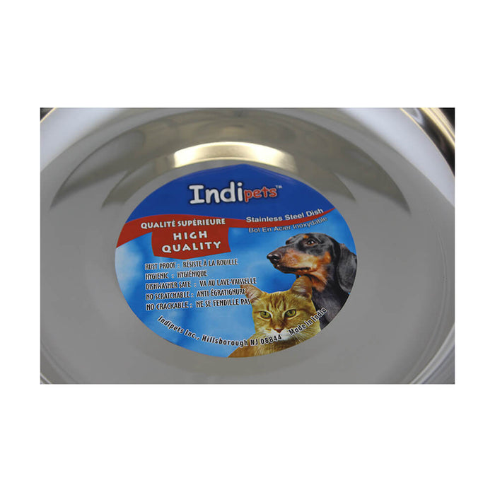 Indipets Non - Tip Stainless Steel Bowl - 010CL-WSSW-9 - 96 oz - 5