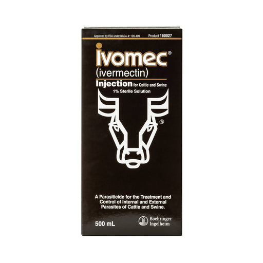 IVOMEC Injection (1%) Wormer for Cattle & Swine - M0W3 - 500 mL Wormer - 1