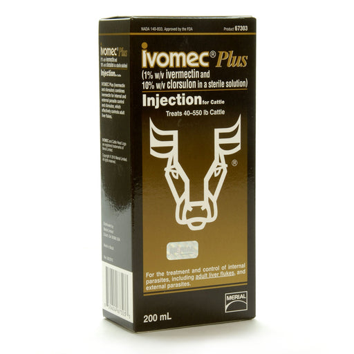 Ivomec Plus Injectable Cattle Wormer - M0F2 - 200 mL - 4