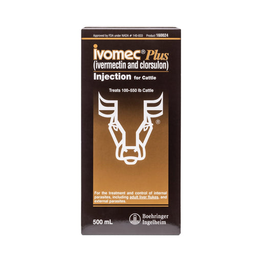 Ivomec Plus Injectable Cattle Wormer - M0F3 - 500 mL - 1
