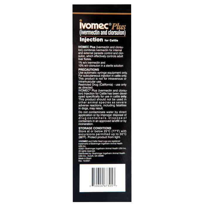 Ivomec Plus Injectable Cattle Wormer - Jeffers - Cattle Supplies > Cattle Supplies