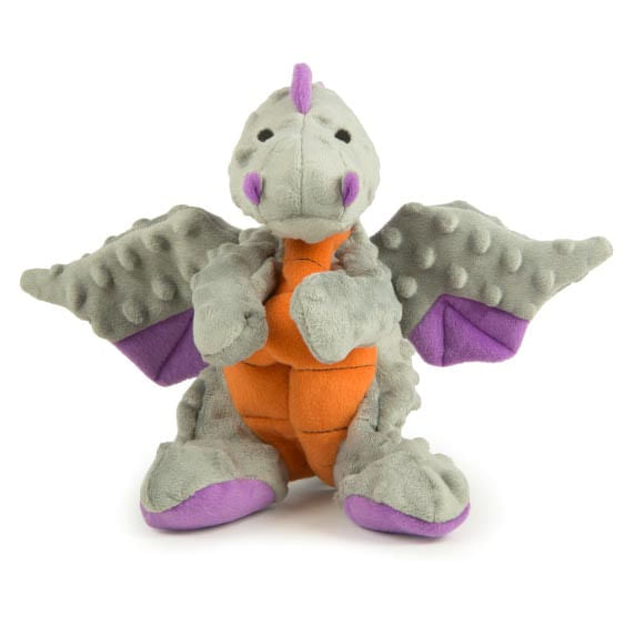 Plush Dragon Dog Toy - Grey Large 